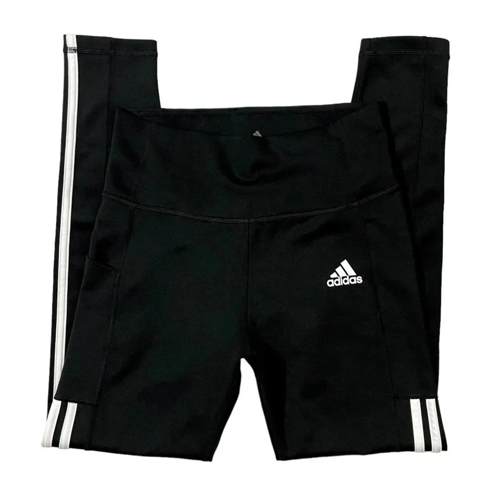 Adidas Aeroready 3 Stripe High Waisted 7/8 Leggings NWOT - Picture 1 of 4